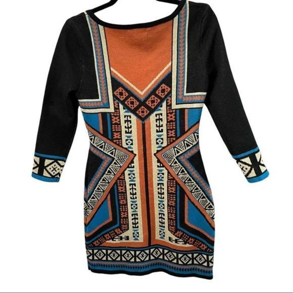 FLYING TOMATO Boho Tribal Aztec Scoop‎ Sweater Dress Size Medium - Picture 4 of 8